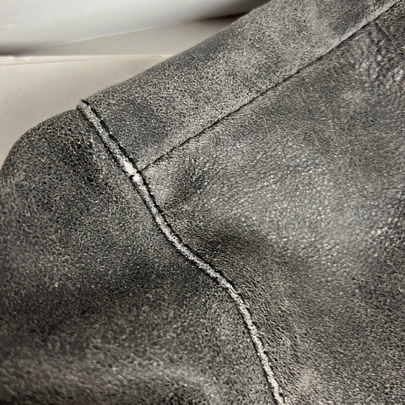 Vintage Cigno Nero Leather Suede Zip Up Jacket Gray Size Small - Picture 14 of 15